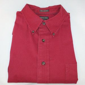 St. Johns Bay Fine Line Twill Short Sleeve Shirt XL Red